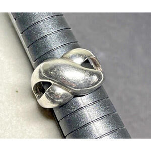 Crossover Dome Ring Vintage 925 Sterling Silver - Size 6.5